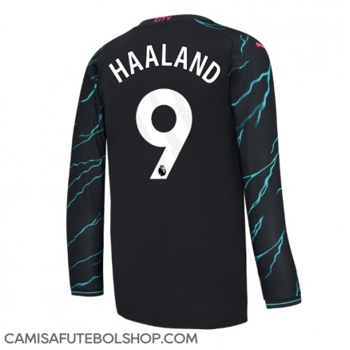 Camisa de time de futebol Manchester City Erling Haaland #9 Replicas 3º Equipamento 2023-24 Manga Comprida